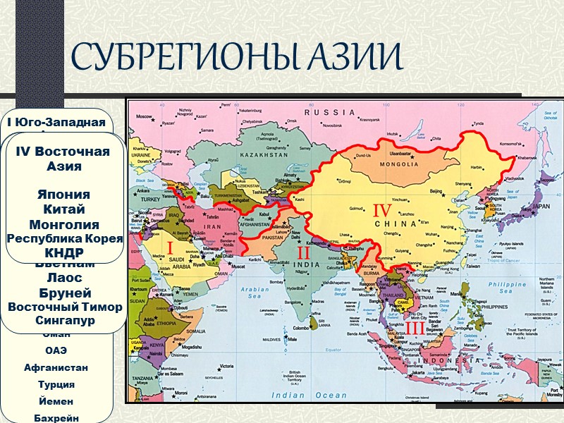 СУБРЕГИОНЫ АЗИИ